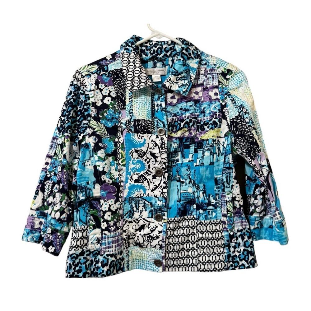 Christopher & Banks Women Size Petite PS Small Button Down Lightweight Colorful‎